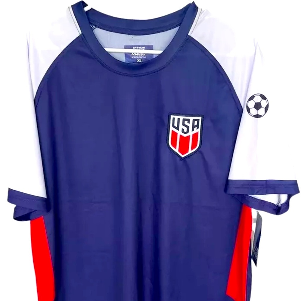 New Xcelsiusactive USA Soccer Team Blue Mens Crew Neck Short Sleeve Jersey Sz XL